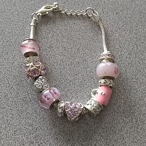 Interchangeable Faux silver large 12 bead bracelet.